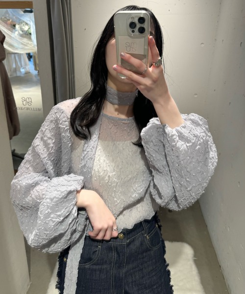 mellowneon(メロウネオン)の「袖ボリュームチョーカーブラウス / 2way / リボン付き(シャツ/ブラウス・レディース・アイボリー/グレー・FREE)」の17枚目の写真