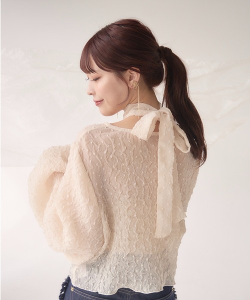 mellowneon(メロウネオン)の「袖ボリュームチョーカーブラウス / 2way / リボン付き(シャツ/ブラウス・レディース・アイボリー/グレー・FREE)」の20枚目の写真