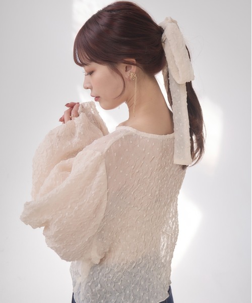 mellowneon(メロウネオン)の「袖ボリュームチョーカーブラウス / 2way / リボン付き(シャツ/ブラウス・レディース・アイボリー/グレー・FREE)」の22枚目の写真