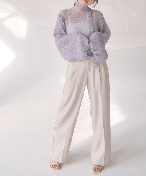 mellowneon(メロウネオン)の「袖ボリュームチョーカーブラウス / 2way / リボン付き(シャツ/ブラウス・レディース・アイボリー/グレー・FREE)」の19枚目の写真