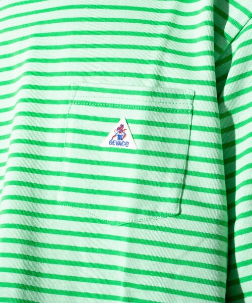 GEVACO(ゲバコ)の「【GEVACO/ゲバコ】クルーネック ボーダーTシャツ ワンポイントロゴ ポケT(Tシャツ/カットソー・メンズ・パープル/グレー/グリーン/アイボリー・M/L)」の19枚目の写真