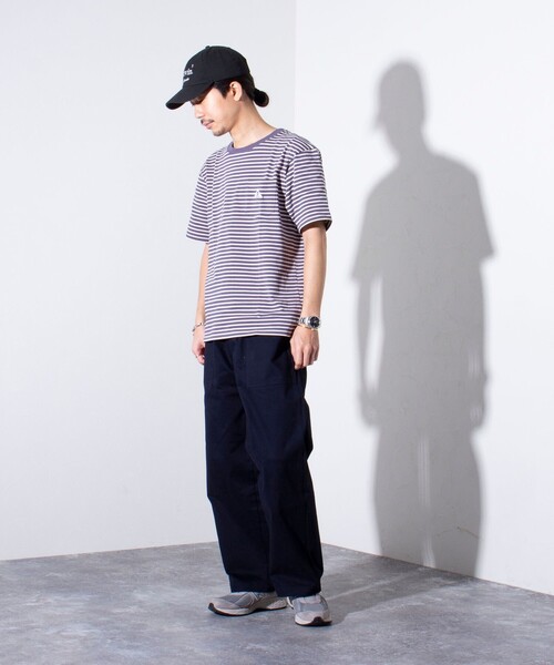 GEVACO(ゲバコ)の「【GEVACO/ゲバコ】クルーネック ボーダーTシャツ ワンポイントロゴ ポケT(Tシャツ/カットソー・メンズ・パープル/グレー/グリーン/アイボリー・M/L)」の21枚目の写真