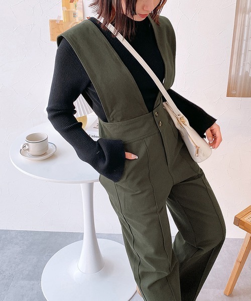 nissen（ニッセン）の「【販売終了】２ＷＡＹサロペットパンツ（サロペット/オーバーオール・レディース・オリーブ・M/L）」の7枚目の写真