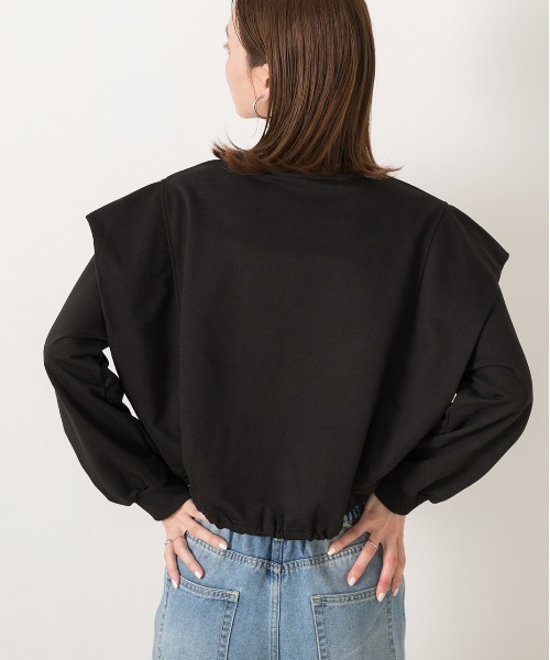 ad thie(アドティエ)の「裾ドロストタックショルダー トップス(Tシャツ/カットソー・レディース・ブラック/オートミール・FREE)」の6枚目の写真