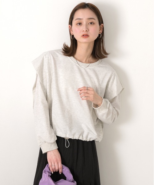 ad thie(アドティエ)の「裾ドロストタックショルダー トップス(Tシャツ/カットソー・レディース・ブラック/オートミール・FREE)」の12枚目の写真