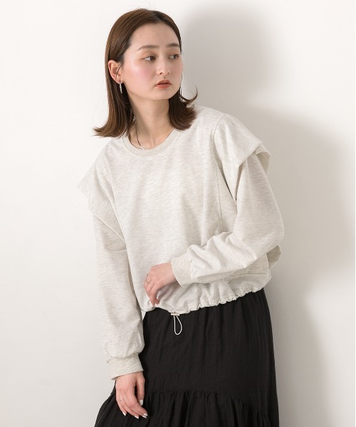 ad thie(アドティエ)の「裾ドロストタックショルダー トップス(Tシャツ/カットソー・レディース・ブラック/オートミール・FREE)」の14枚目の写真