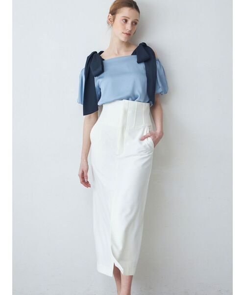 MERCURYDUO（マーキュリーデュオ）の「ショルダーリボンオフショルブラウス（シャツ/ブラウス・レディース・ライトブルー/ブラック/ミント/オフホワイト・FREE）」の15枚目の写真