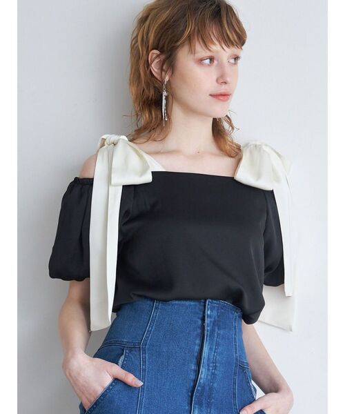 MERCURYDUO（マーキュリーデュオ）の「ショルダーリボンオフショルブラウス（シャツ/ブラウス・レディース・ライトブルー/ブラック/ミント/オフホワイト・FREE）」の20枚目の写真