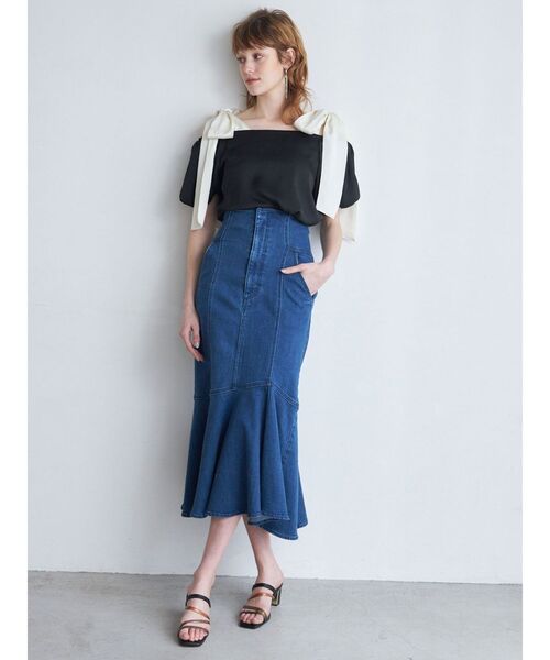 MERCURYDUO（マーキュリーデュオ）の「ショルダーリボンオフショルブラウス（シャツ/ブラウス・レディース・ライトブルー/ブラック/ミント/オフホワイト・FREE）」の22枚目の写真