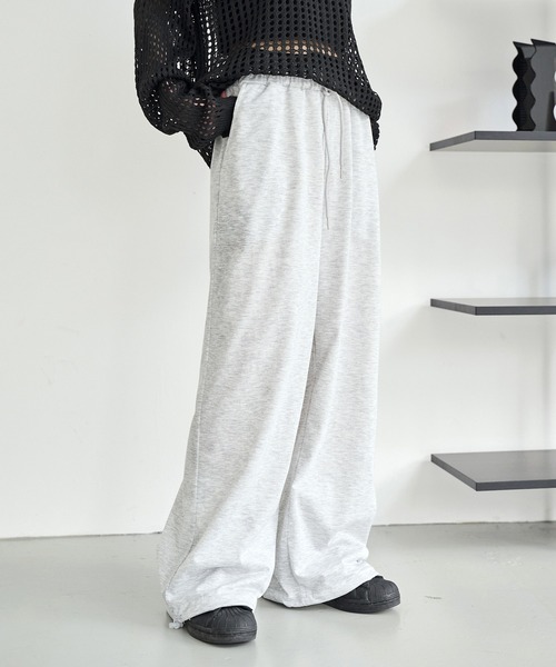 UNE MANSION（ユヌマンション）の「【通気性抜群春夏バージョン登場！】【男女兼用/UNISEX】【パンツストリングで調節可能】足長美脚シルエットワイドストレートストリングスウェットパンツ（スウェットパンツ・レディース・ピンク/ライトグレー/ブルー/グレー/ブラック・FREE）」の10枚目の写真