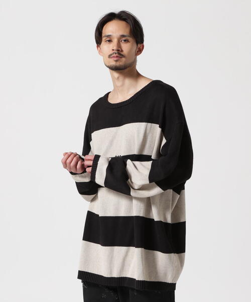 ROYAL FLASH(ロイヤルフラッシュ)の「A.F ARTEFACT/エーエフアーティファクト/STRIPES KNIT TOP(ニット/セーター・メンズ・ブラック・3)」の13枚目の写真