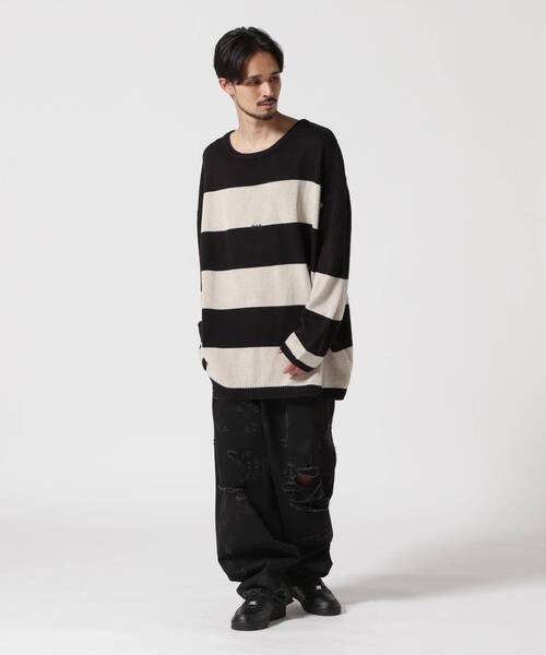 ROYAL FLASH(ロイヤルフラッシュ)の「A.F ARTEFACT/エーエフアーティファクト/STRIPES KNIT TOP(ニット/セーター・メンズ・ブラック・3)」の12枚目の写真