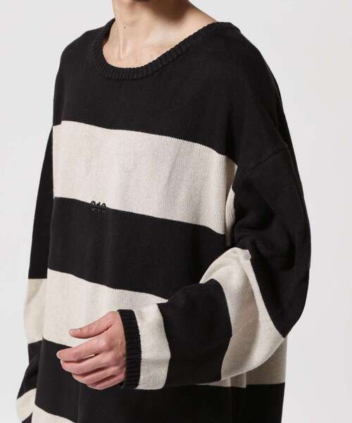 ROYAL FLASH(ロイヤルフラッシュ)の「A.F ARTEFACT/エーエフアーティファクト/STRIPES KNIT TOP(ニット/セーター・メンズ・ブラック・3)」の9枚目の写真