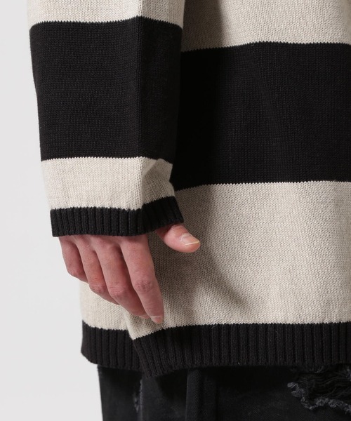 ROYAL FLASH(ロイヤルフラッシュ)の「A.F ARTEFACT/エーエフアーティファクト/STRIPES KNIT TOP(ニット/セーター・メンズ・ブラック・3)」の7枚目の写真