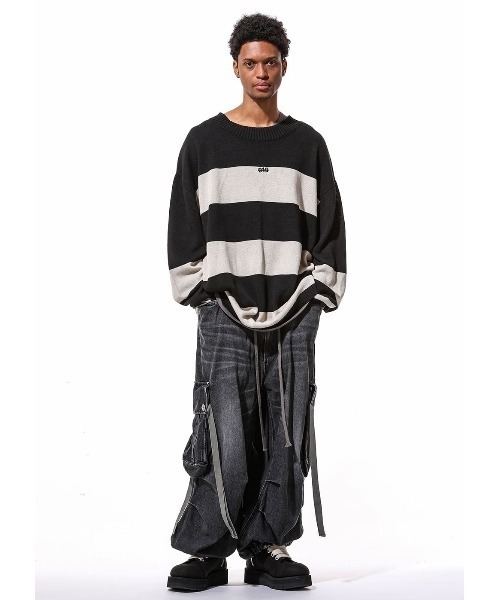 ROYAL FLASH(ロイヤルフラッシュ)の「A.F ARTEFACT/エーエフアーティファクト/STRIPES KNIT TOP(ニット/セーター・メンズ・ブラック・3)」の2枚目の写真