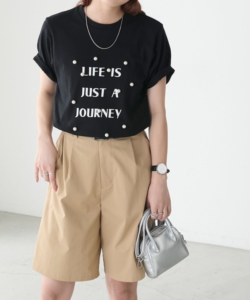 BONLECILL（ボンルシール）の「パール付きBIGロゴTシャツ（Tシャツ/カットソー・レディース・ブラック/オフホワイト・FREE）」の14枚目の写真