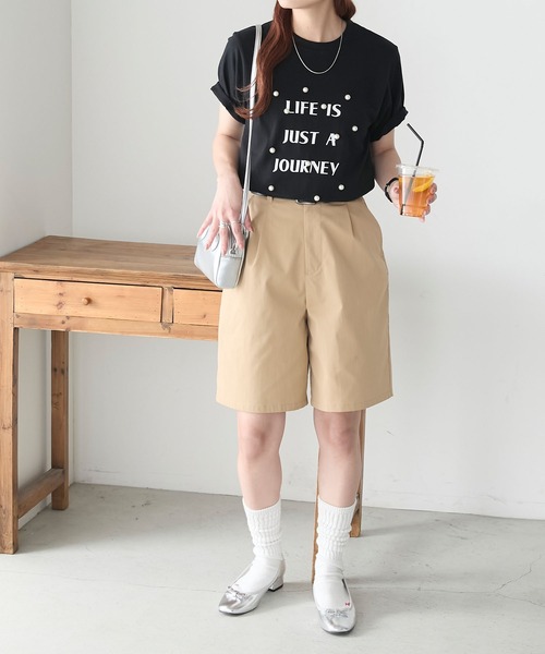 BONLECILL（ボンルシール）の「パール付きBIGロゴTシャツ（Tシャツ/カットソー・レディース・ブラック/オフホワイト・FREE）」の9枚目の写真