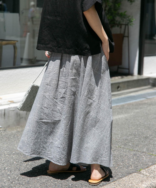 FORK&SPOON（フォークアンドスプーン）の「FORK&SPOON　コットンリネンスカート（スカート・レディース・チェック/ホワイト系その他・1/2）」の4枚目の写真