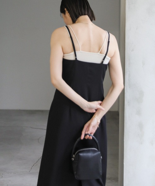 【試着のみ】pois ポワ　メローキャミ　ブラック 試着のみ】pois ポワ メローキャミ ブラック