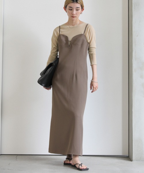 select MOCA（セレクトモカ）の「ビスチェ風キャミワンピース（ワンピース・レディース・ブラック/グレイッシュベージュ・FREE）」の10枚目の写真