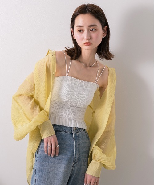 ad thie（アドティエ）の「バックスクロス シャーリングキャミソール（キャミソール・レディース・ブラック/オフホワイト・FREE）」の5枚目の写真