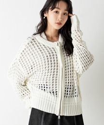 MILLION CARATS | ざっくり編みのゆったり感がマニッシュな印象を導くメッシュニットブルゾン(ニット/セーター)
