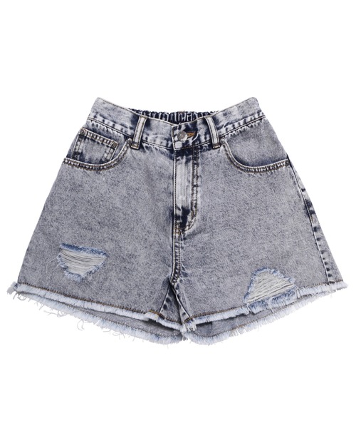 PUNYUS（プニュズ）の「ダメージデニムショートパンツ（デニムパンツ・レディース・ライトブルー/ブラック/ライトインディゴブルー・3/2/1/4）」の7枚目の写真