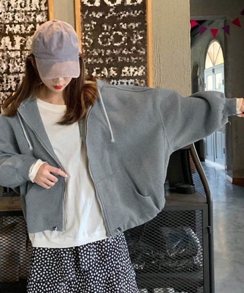 Miniministore(ミニミニストア)の「ジップアップパーカー レディース 春秋冬(パーカー・レディース・ブラック/グレー・FREE)」の4枚目の写真
