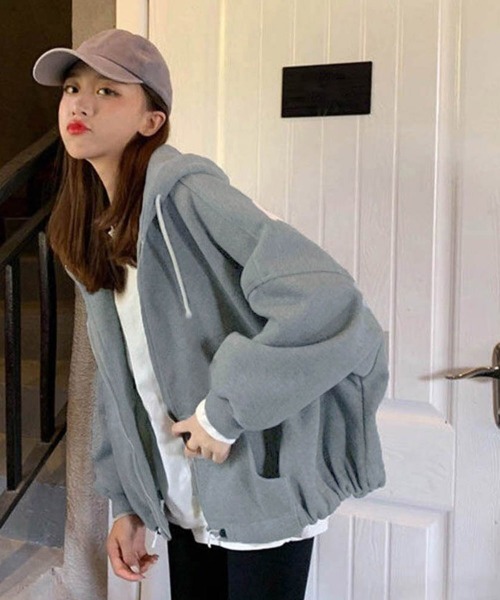 Miniministore(ミニミニストア)の「ジップアップパーカー レディース 春秋冬(パーカー・レディース・ブラック/グレー・FREE)」の8枚目の写真