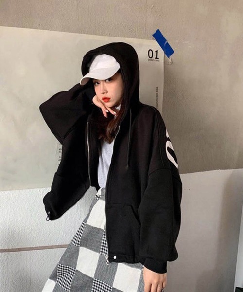 Miniministore(ミニミニストア)の「ジップアップパーカー レディース 春秋冬(パーカー・レディース・ブラック/グレー・FREE)」の12枚目の写真