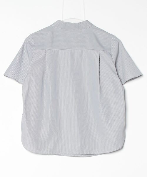 TRUDEA（トルディア）の「アシメネックストライプ半袖ブラウス（シャツ/ブラウス・レディース・ホワイト×ネイビー/ホワイト×ブラック・MEDIUM）」の3枚目の写真