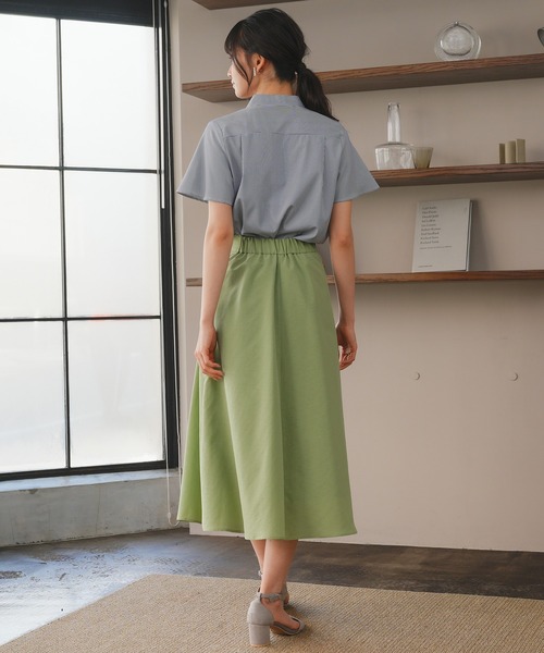 TRUDEA（トルディア）の「アシメネックストライプ半袖ブラウス（シャツ/ブラウス・レディース・ホワイト×ネイビー/ホワイト×ブラック・MEDIUM）」の5枚目の写真