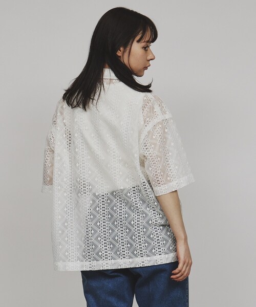 tk.TAKEO KIKUCHI（ティーケータケオキクチ）の「◆レースデザインシャツ（シャツ/ブラウス・レディース・ブラック/ホワイト/ホワイト系1/ブラック系/ネイビー系/ホワイト系2/ブラック系1・66）」の16枚目の写真
