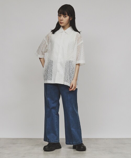tk.TAKEO KIKUCHI（ティーケータケオキクチ）の「◆レースデザインシャツ（シャツ/ブラウス・レディース・ブラック/ホワイト/ホワイト系1/ブラック系/ネイビー系/ホワイト系2/ブラック系1・66）」の17枚目の写真