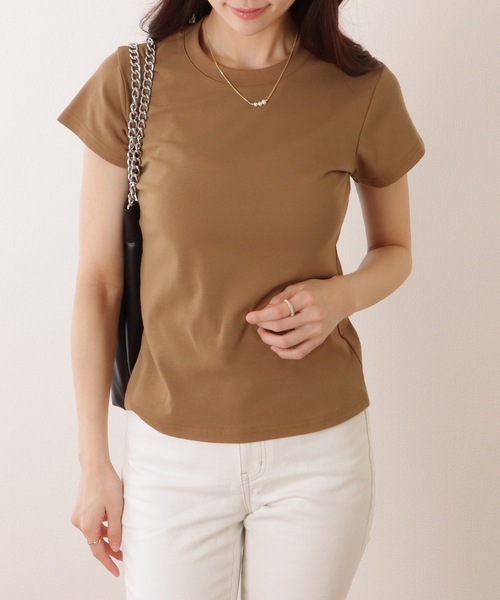 Lace Ladies(レースレディース)の「ソリッドカラー ベーシック クルーネック 半袖 プルオーバー(Tシャツ/カットソー・レディース・ブラック/アイボリー/ダークグレー/ベージュ/ホワイト・M/XL)」の1枚目の写真