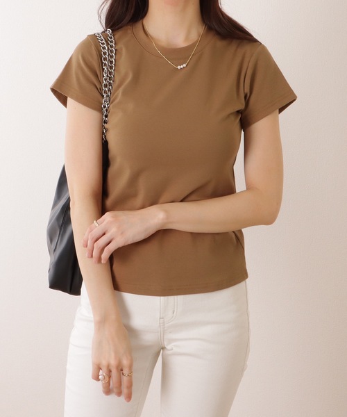 Lace Ladies(レースレディース)の「ソリッドカラー ベーシック クルーネック 半袖 プルオーバー(Tシャツ/カットソー・レディース・ブラック/アイボリー/ダークグレー/ベージュ/ホワイト・M/XL)」の8枚目の写真