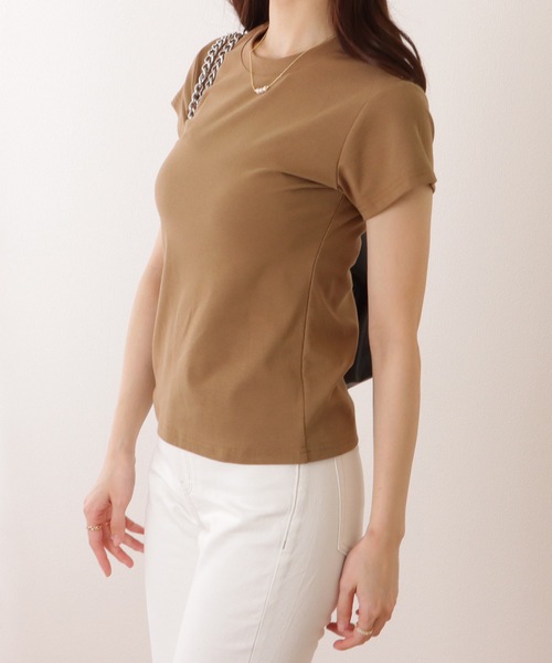 Lace Ladies(レースレディース)の「ソリッドカラー ベーシック クルーネック 半袖 プルオーバー(Tシャツ/カットソー・レディース・ブラック/アイボリー/ダークグレー/ベージュ/ホワイト・M/XL)」の9枚目の写真