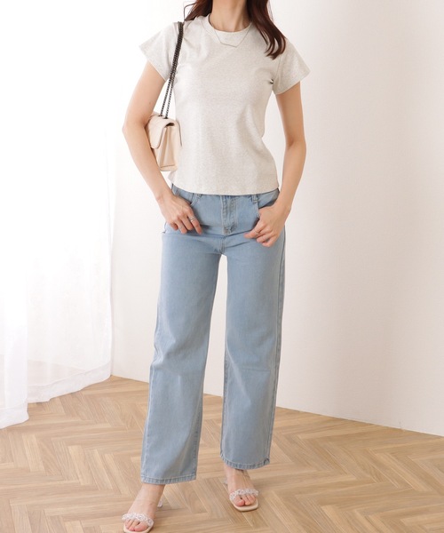 Lace Ladies(レースレディース)の「ソリッドカラー ベーシック クルーネック 半袖 プルオーバー(Tシャツ/カットソー・レディース・ブラック/アイボリー/ダークグレー/ベージュ/ホワイト・M/XL)」の12枚目の写真