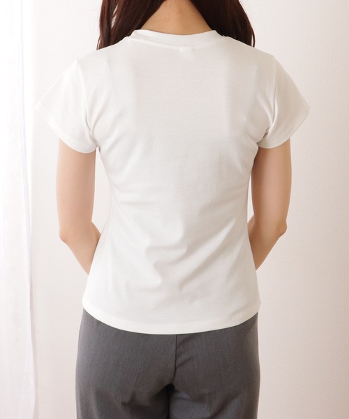 Lace Ladies(レースレディース)の「ソリッドカラー ベーシック クルーネック 半袖 プルオーバー(Tシャツ/カットソー・レディース・ブラック/アイボリー/ダークグレー/ベージュ/ホワイト・M/XL)」の21枚目の写真