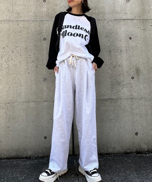 sandlessmoon(サンドレスムーン)の「ロゴスウェットワイドパンツ(スウェットパンツ・レディース・ライトグレー/ブルー・LONG/REGULAR)」の21枚目の写真
