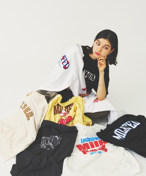 MILKFED.(ミルクフェド)の「ARCH LOGO WIDE S/S TEE(Tシャツ/カットソー・レディース・オフホワイト/ブラック/ブラウン・M/L)」の21枚目の写真
