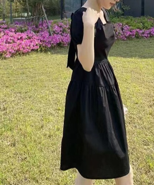 gossip!ロサンゼルス(ゴシップロサンゼルス)の「パフスリーブ ティアードワンピース(ワンピース・レディース・グリーン/ブラック・FREE)」の4枚目の写真