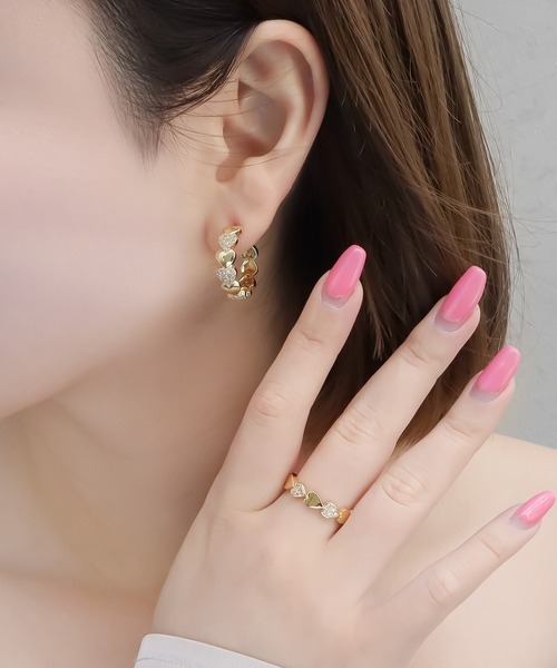blackdia ocean(ブラックダイヤオーシャン)の「blackdia ocean ジルコニアハートラインピアス(ピアス(両耳用)・レディース・シルバー/ゴールド・FREE)」の7枚目の写真