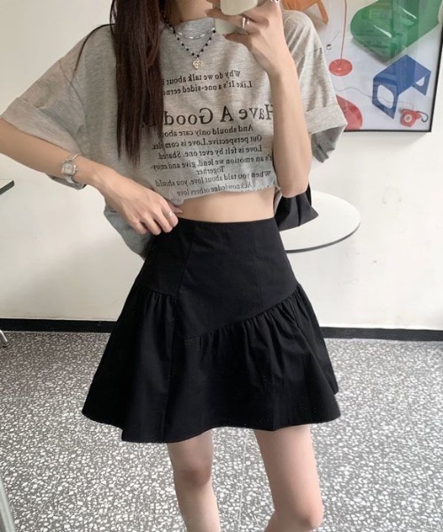 gossip!ロサンゼルス(ゴシップロサンゼルス)の「アシンメトリーミニティアードスカート(スカート・レディース・ブラック/ブラウン・S/M/L)」の5枚目の写真