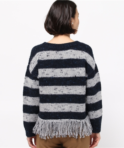 SHIPS for women（シップスフォーウィメン）の「フリンジロングスリーブプルオーバー（ニット/セーター・レディース・グレー/ネイビー・ONE SIZE）」の6枚目の写真