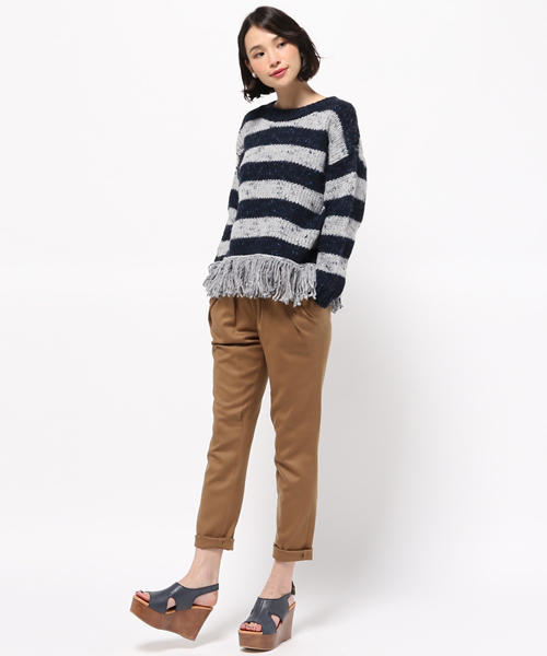 SHIPS for women（シップスフォーウィメン）の「フリンジロングスリーブプルオーバー（ニット/セーター・レディース・グレー/ネイビー・ONE SIZE）」の7枚目の写真