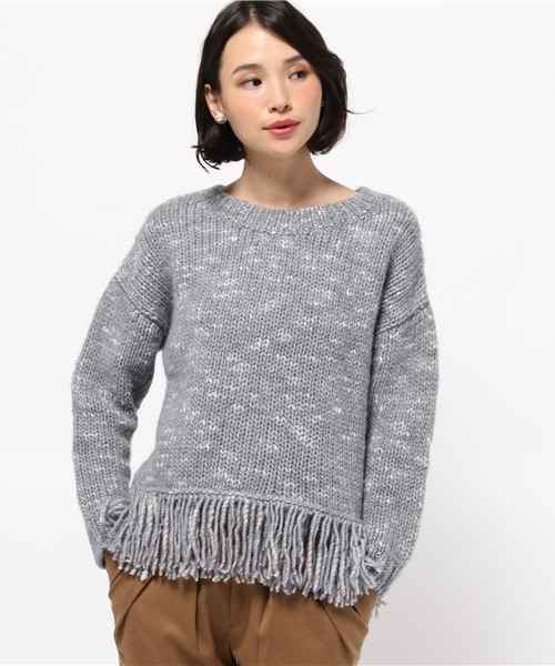 SHIPS for women（シップスフォーウィメン）の「フリンジロングスリーブプルオーバー（ニット/セーター・レディース・グレー/ネイビー・ONE SIZE）」の13枚目の写真