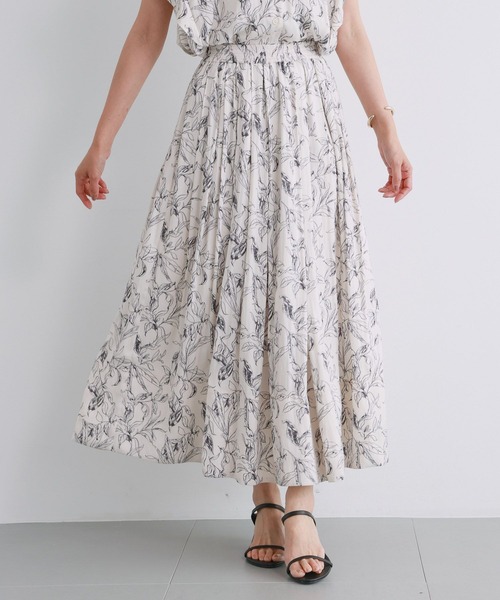 BARNYARDSTORM(バンヤードストーム)の「BARNYARDSTORM / ラインドローイングスカート【一部店舗限定】(スカート・レディース・ブラック/オフホワイト・FREE)」の4枚目の写真