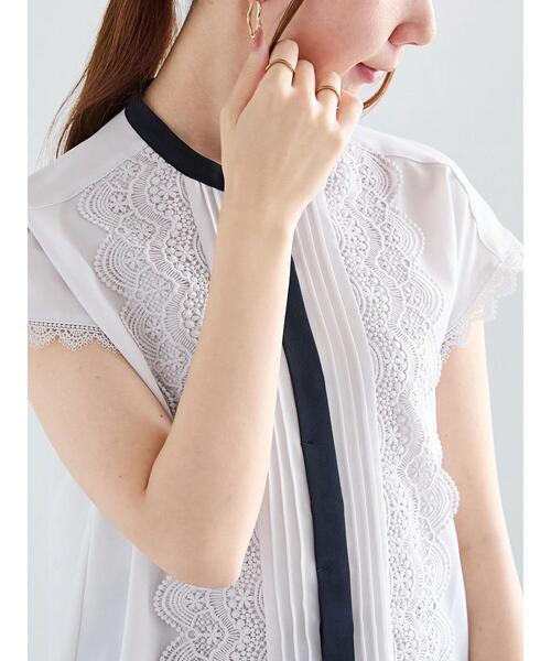 Te chichi（テチチ）の「ピンタックレース比翼ブラウス（シャツ/ブラウス・レディース・ネイビー/オフホワイト/グレー・F）」の3枚目の写真