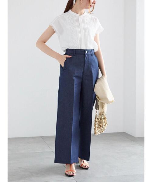 Te chichi（テチチ）の「ピンタックレース比翼ブラウス（シャツ/ブラウス・レディース・ネイビー/オフホワイト/グレー・F）」の6枚目の写真